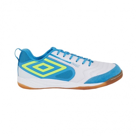 Zapatilla de Fútbol Sala Umbro Pro 5 Bump White / Safety Yellow / Malibu Blue