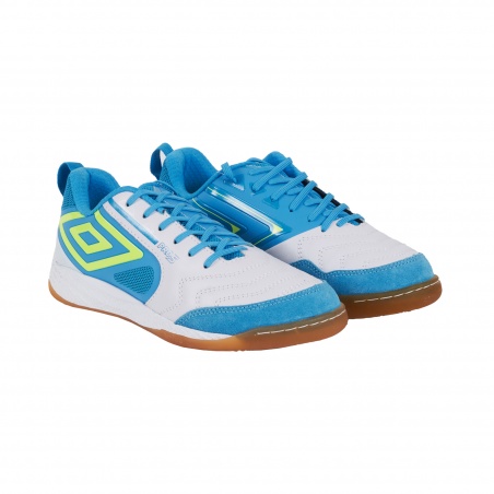Zapatilla de Fútbol Sala Umbro Pro 5 Bump White / Safety Yellow / Malibu Blue