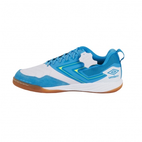 Zapatilla de Fútbol Sala Umbro Pro 5 Bump White / Safety Yellow / Malibu Blue