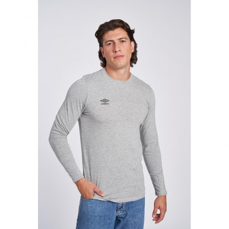 Camiseta Umbro FW Small Logo LS Tee Grrey Marl / Black