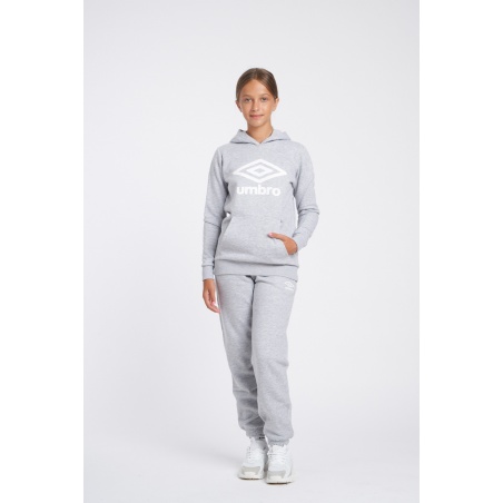 Sudadera Umbro Fleece Large Logo Oh Hoody Junior Grey Marl / White