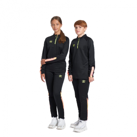Sudadera Umbro Axis Half Zip - JNR - Black / Safety Yellow / Knockout Pink