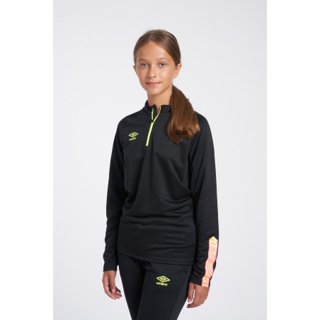 Sudadera Umbro Axis Half Zip - JNR - Black / Safety Yellow / Knockout Pink