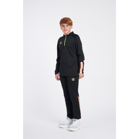 Sudadera Umbro Axis Half Zip - JNR - Black / Safety Yellow / Knockout Pink