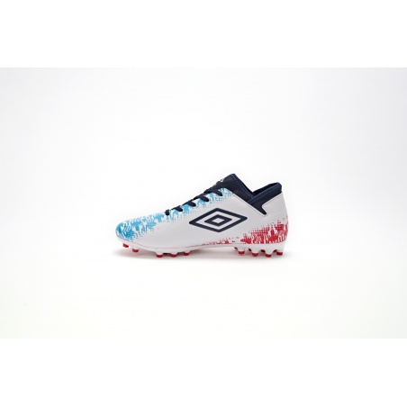 Bota de Fútbol Umbro Formation II AG - JUNIOR - White / Dark Navy / Vermillion / Atomic Blue