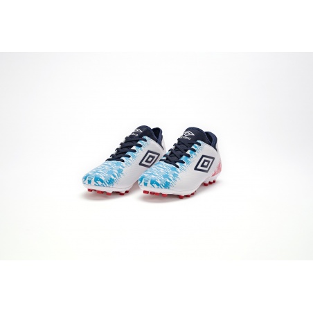 Bota de Fútbol Umbro Formation II AG - JUNIOR - White / Dark Navy / Vermillion / Atomic Blue