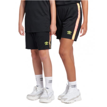 Short Umbro Axis Knit Short - JNR - Black / Safety Yellow / Knockout Pink