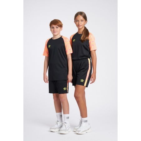 Short Umbro Axis Knit Short - JNR - Black / Safety Yellow / Knockout Pink
