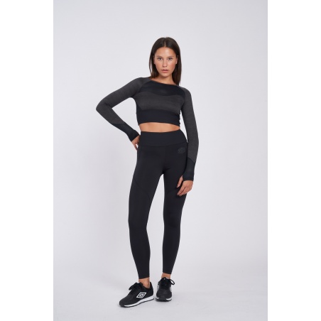 Camiseta Umbro Pro Training Cropped LS Top - Womens - Black