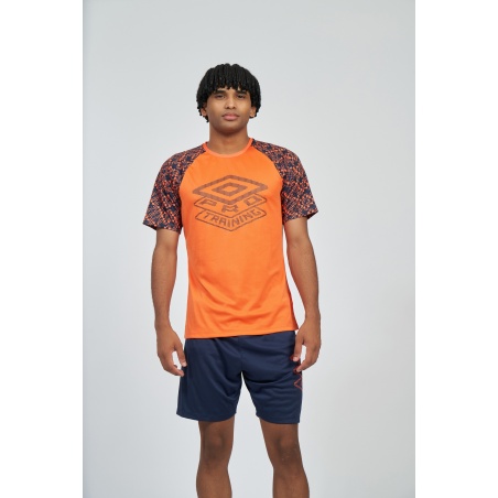 Camiseta Umbro Pro Training Active Graphic Sleeve Jersey Vermillion Orange / Dark Navy