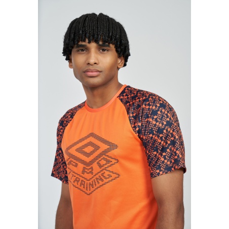 Camiseta Umbro Pro Training Active Graphic Sleeve Jersey Vermillion Orange / Dark Navy