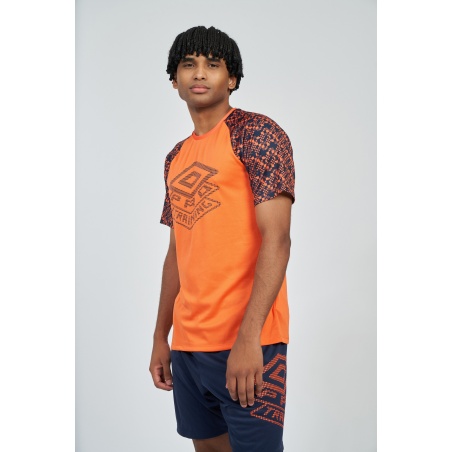 Camiseta Umbro Pro Training Active Graphic Sleeve Jersey Vermillion Orange / Dark Navy