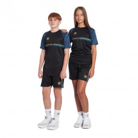 CAMISETA UMBRO SPIRITO JERSEY - JNR BLACK / ORANGE POP / PETROL BLUE