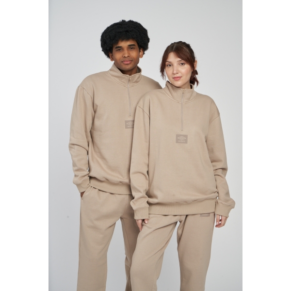 SUDADERA UMBRO RLXD ¼ ZIP FLEECE SIMPLY TAUPE