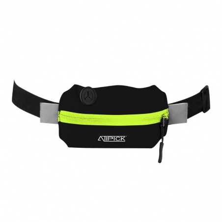 Riñonera de running elastano impermeable, bolsillo con cremallera. Medida IPhone 6 Black