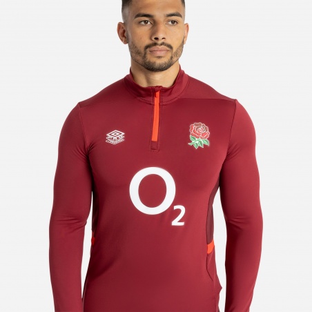 Sudadera Umbro England Rugby 23-24 Mid Layer Top (O2) Tibetan Red/ Zinfandel / Flame Scarlet