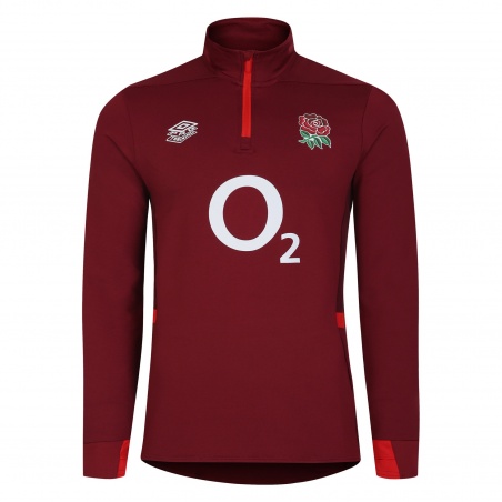 Sudadera Umbro England Rugby 23-24 Mid Layer Top (O2) Tibetan Red/ Zinfandel / Flame Scarlet