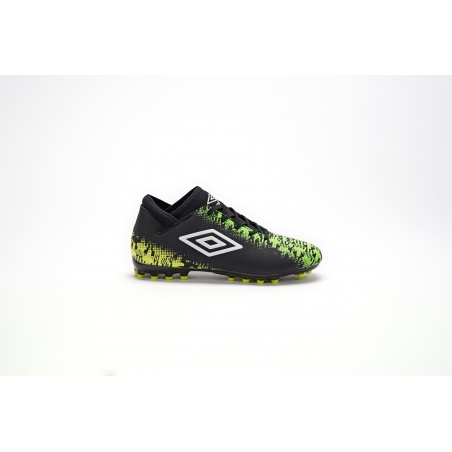 Bota De Fútbol Umbro Formation II AG - JUNIOR - Black / White / Green Gecko / Safety Yellow