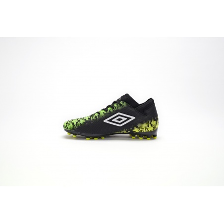 Bota De Fútbol Umbro Formation II AG - JUNIOR - Black / White / Green Gecko / Safety Yellow