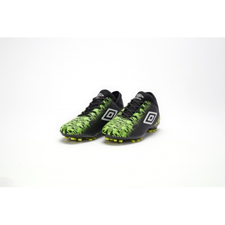 Bota De Fútbol Umbro Formation II AG - JUNIOR - Black / White / Green Gecko / Safety Yellow