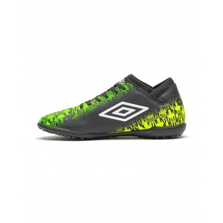 Bota De Fútbol Umbro Formation II TF - JUNIOR - Black / White / Green Gecko / Safety Yellow
