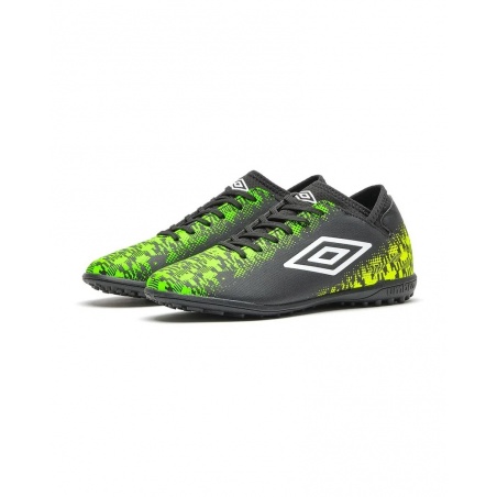 Bota De Fútbol Umbro Formation II TF - JUNIOR - Black / White / Green Gecko / Safety Yellow