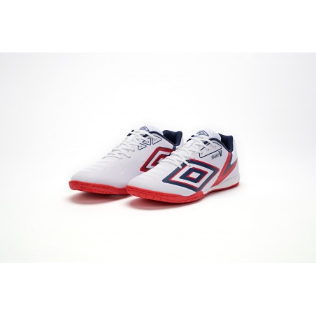 Zapatilla De Fútbol Umbro Sala V White / Estate Blue / Rococco Red / New Claret